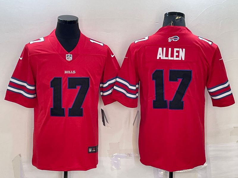 Men Buffalo Bills #17 Allen Red Throwback 2022 Nike Limited Vapor Untouchable NFL Jersey